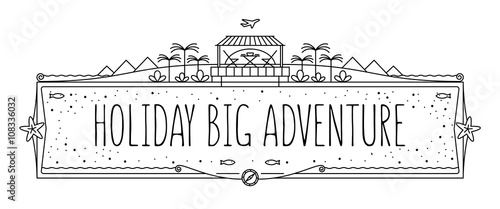 Wallpaper Mural Frame image attributes holiday and travel. Great Adventure on summer vacation. Bungalow, sea, palm trees, pyramids, fish, sand. Torontodigital.ca