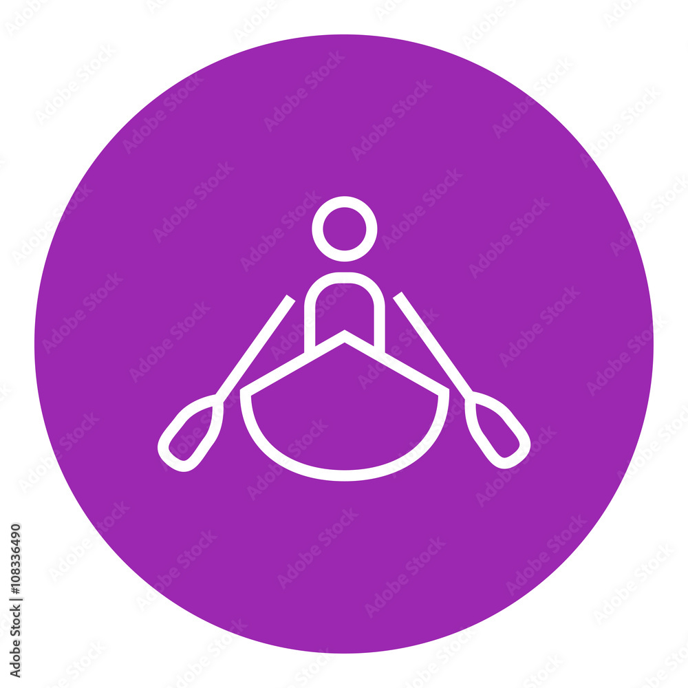 Man kayaking line icon.