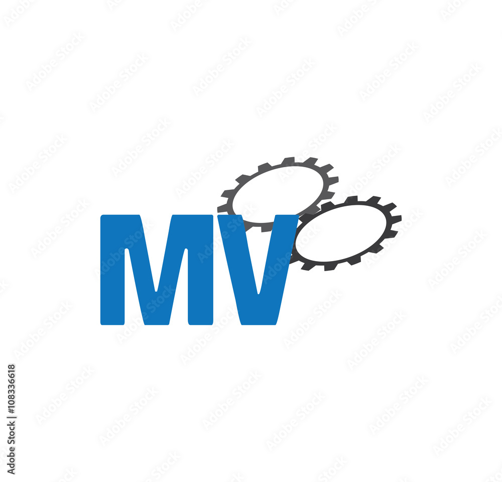 Fototapeta premium mv alphabet with 2 gears