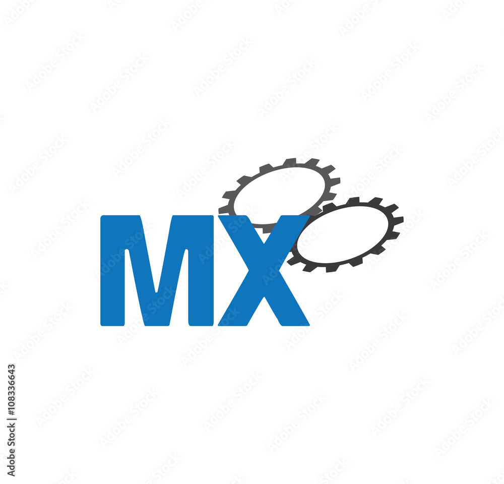 Fototapeta premium mx alphabet with 2 gears