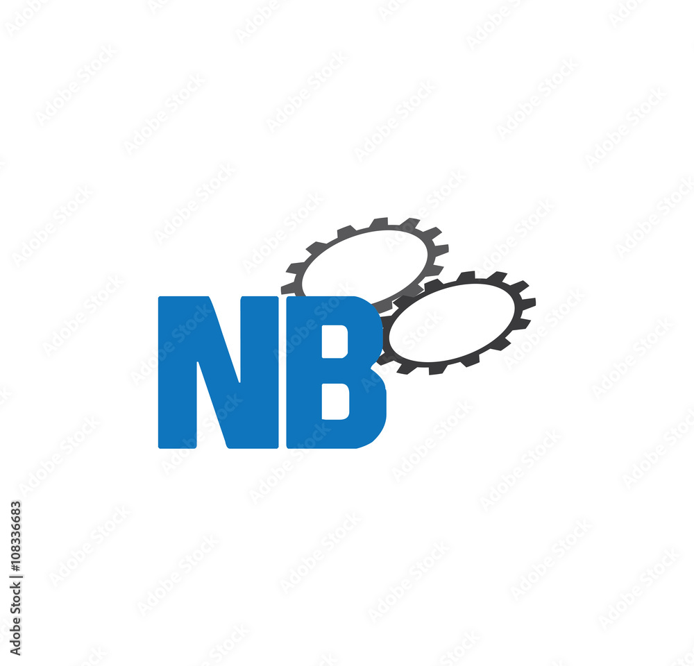 Fototapeta premium nb alphabet with 2 gears