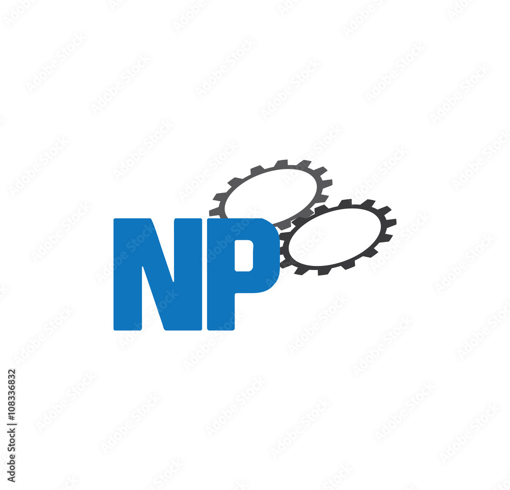 Fototapeta premium np alphabet with 2 gears