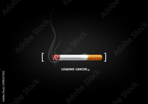 Stop smoking concept advertisement, cigarette burning as cancer loading bar, vector