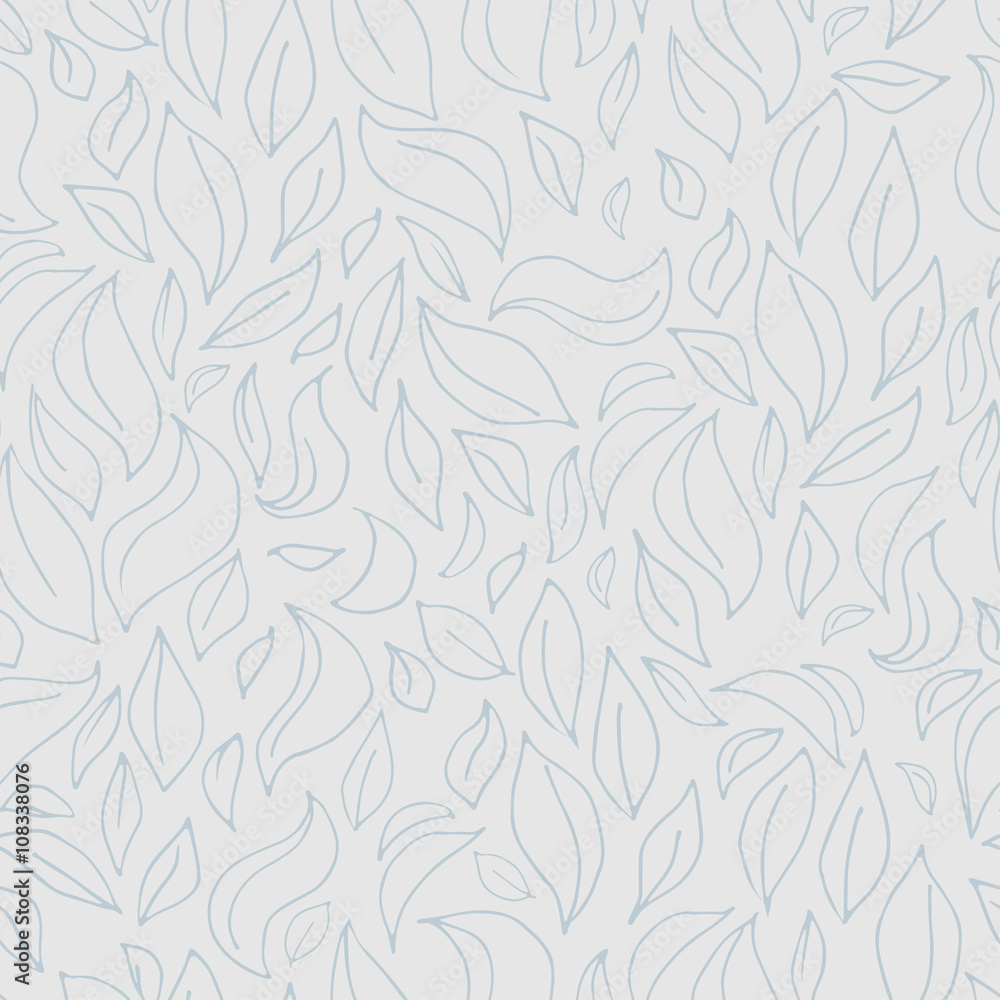 Seamless leaf pattern with leaves silhouette on gray colors Seamless leaf pattern with leaves silhouette on gray colors