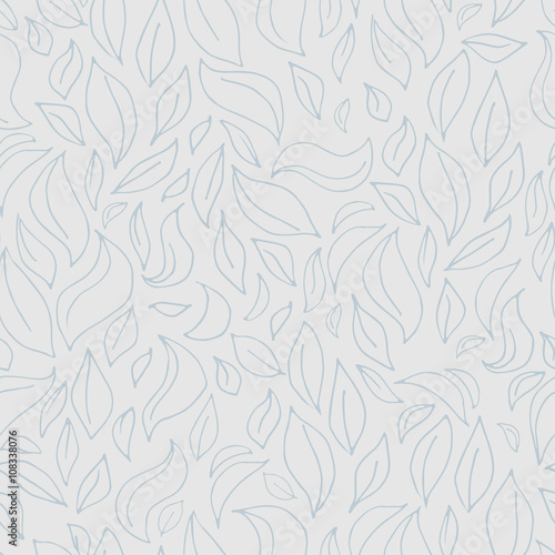 Seamless leaf pattern with leaves silhouette on gray colors