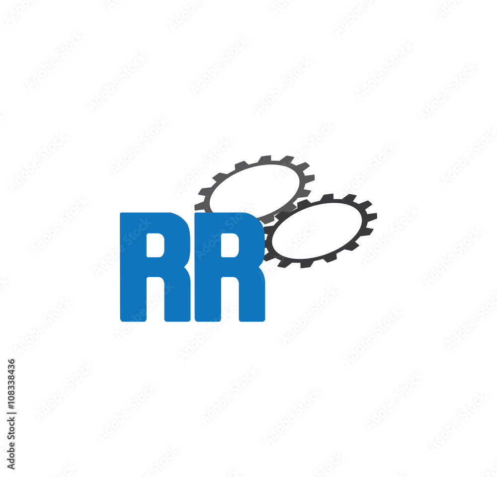 Fototapeta premium rr alphabet with 2 gears