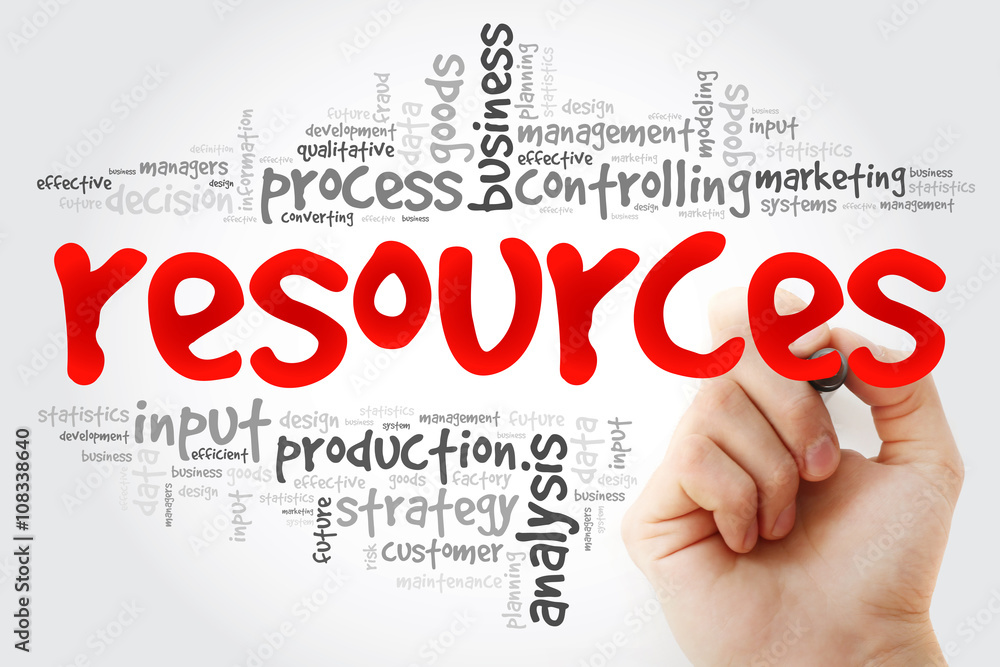 Hand writing RESOURCES word cloud, business concept Hand writing RESOURCES word cloud, business concept