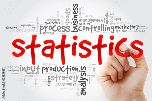 Hand writing STATISTICS word cloud, business concept photo