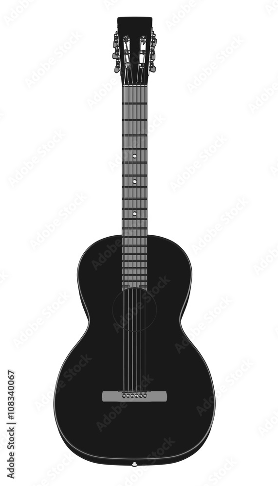 Obraz premium 2d cartoon illustration of acoustic guitar