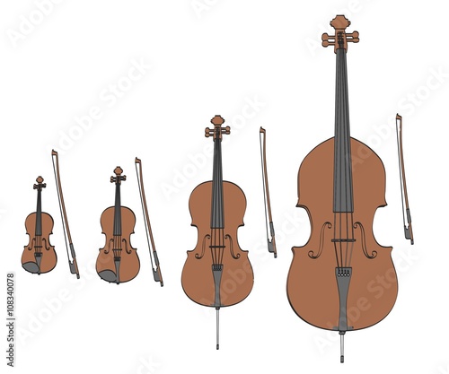 2d cartoon illustration of string instruments