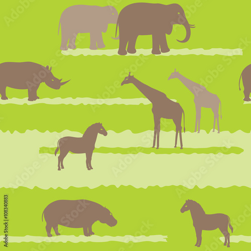 Seamless pattern with african animals