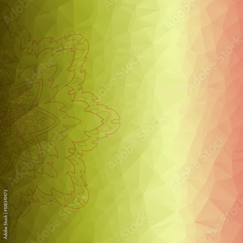 Abstract romantic tender polygonal background in light pink, yellow and green colors.  Best suited for covers, banners, templates, business cards and packing