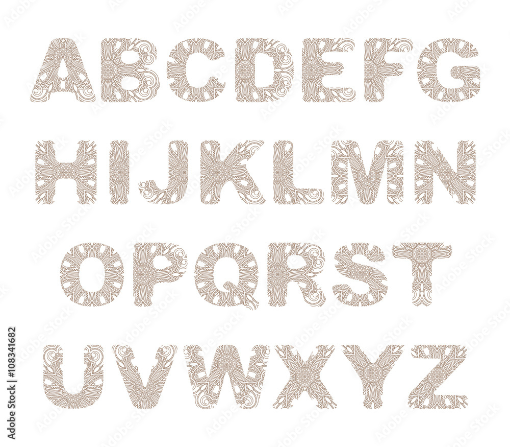 Vector decorative alphabet. Vector decorative alphabet.