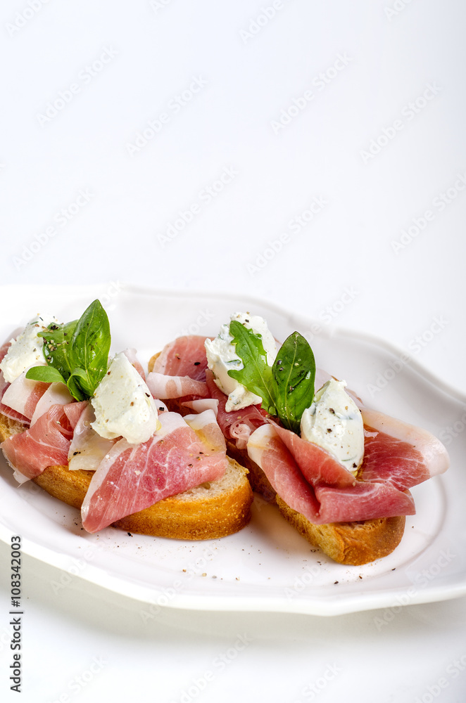 tasty bruschetta with prosciutto tasty bruschetta with prosciutto