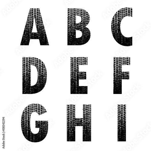 Grunge tire track font 1