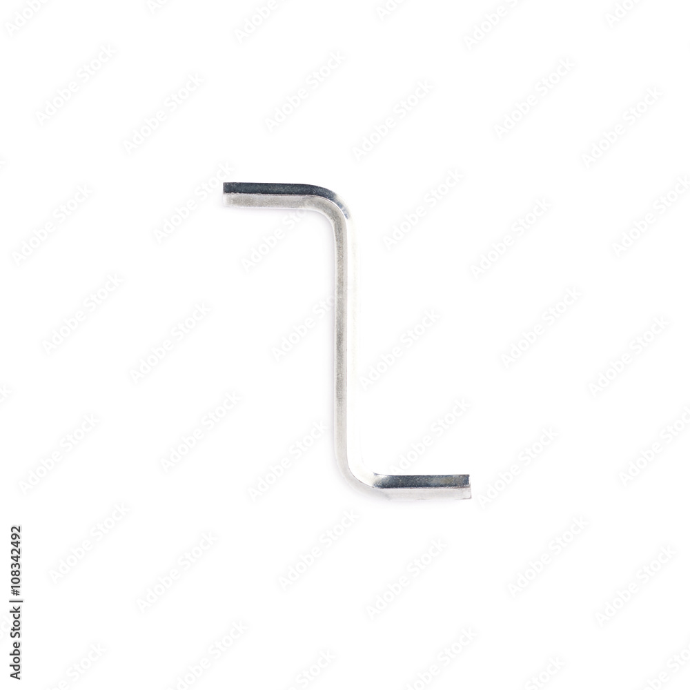 Hex metal allen key over white isolated background Hex metal allen key over white isolated background