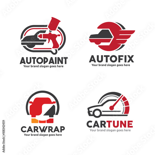 Car Service logo Template Set, Car Paint Logo, Car service Logo, Car Sticker Wrap Logo,Car performance upgrade Logo