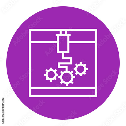 Tree D printing line icon.