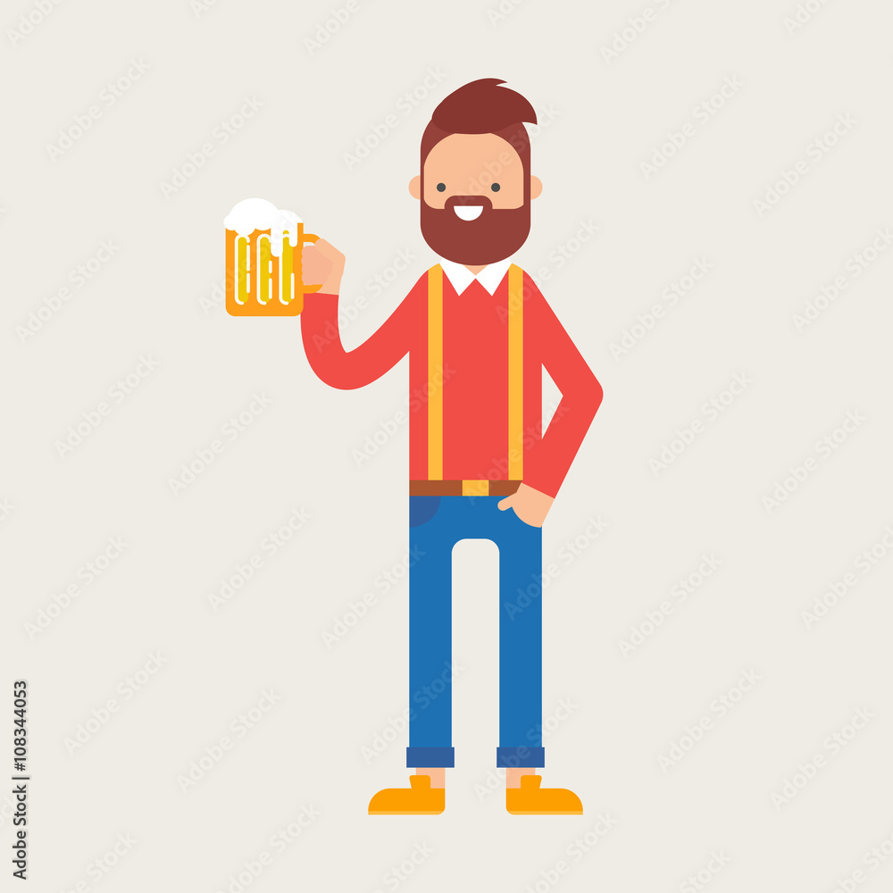 Vector illustration of a man holding a glass of beer Vector illustration of a man holding a glass of beer