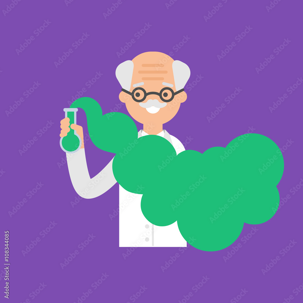 Vector illustration of a scientist holding a flask Vector illustration of a scientist holding a flask