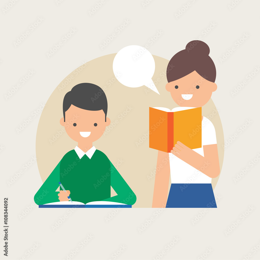 Vector illustration of teacher teaching student Vector illustration of teacher teaching student