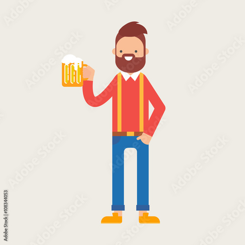 Vector illustration of a man holding a glass of beer