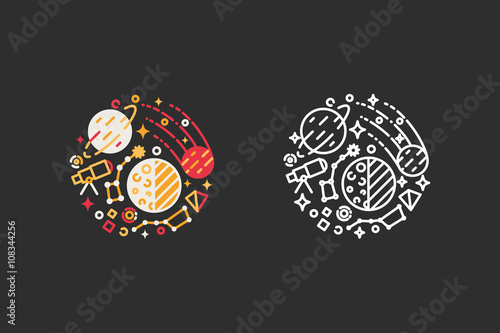 Space, planets, universe logo template