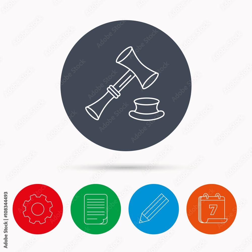 Auction hammer icon. Justice and law sign. Auction hammer icon. Justice and law sign.
