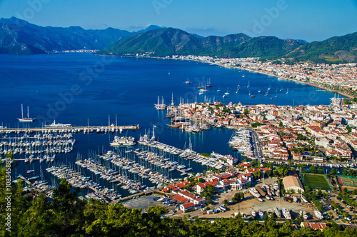 Fototapeta Naklejka Na Ścianę i Meble -  View of Marmaris harbor on Turkish Riviera.