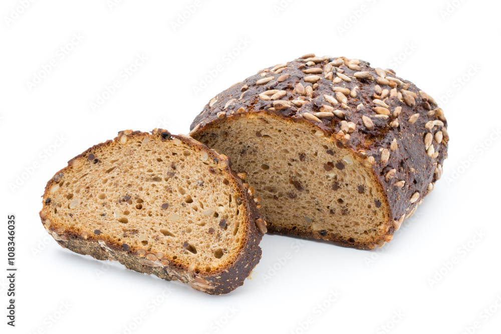 Rye bread isolated on white background.