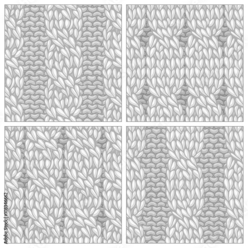 Set of Seamless Four-Stitch Cable Stitch Patterns.