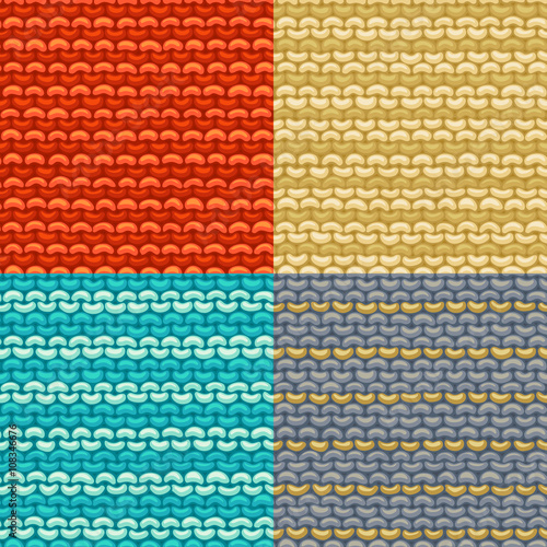 Set of Garter Stitch seamless patterns.