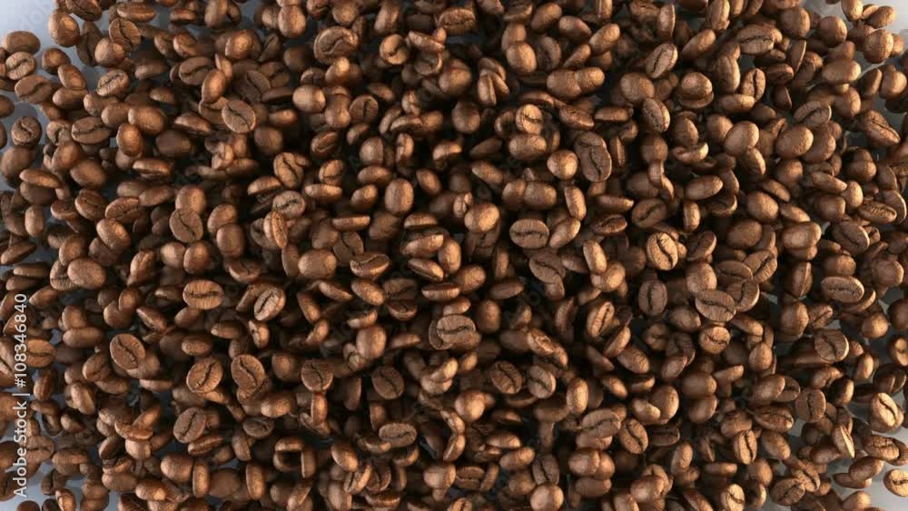 Coffee bean flow transition with mask isolate Coffee bean flow transition with mask isolate