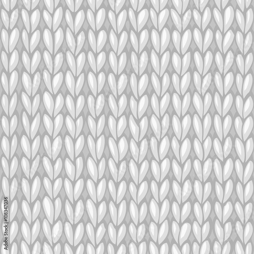 Vector white seamless knitted pattern.