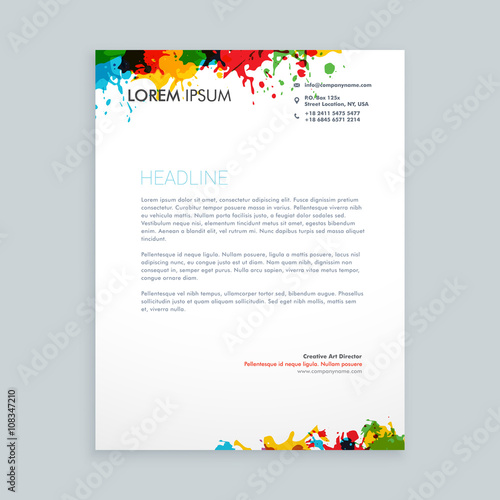 colorful ink splash letterhead