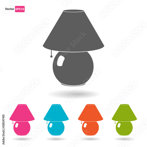 Bedside lamps flat icon set with shadow