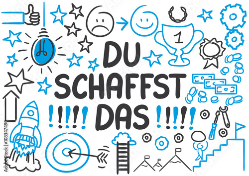 Stick Figure Series Blue Chart / Du schaffst das