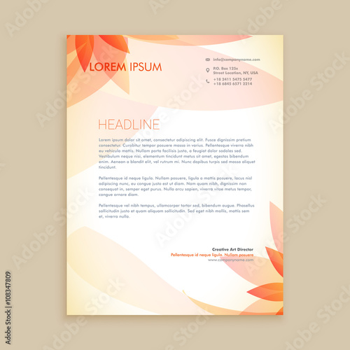 beautiful orange flower letterhead design