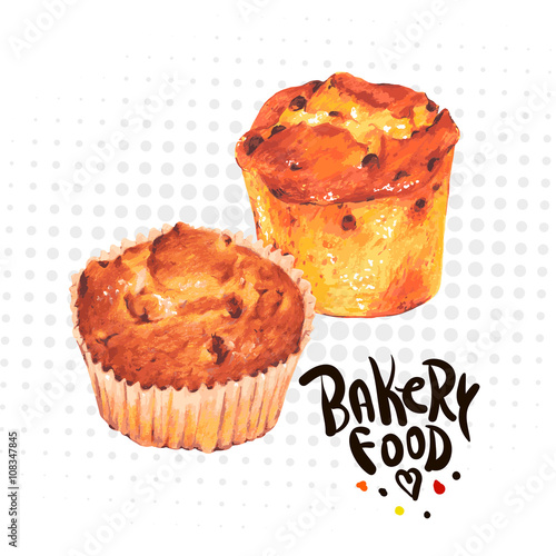 Hand drawn vector baking muffins 