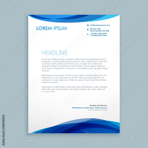 wave style modern letterhead