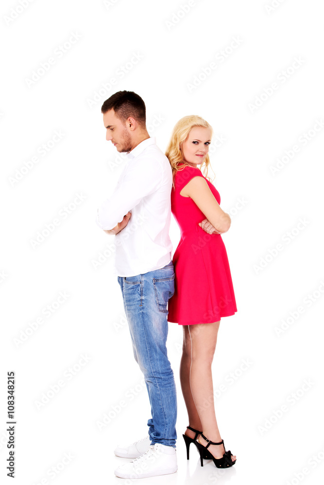 Quarreling couple not talking to each other Quarreling couple not talking to each other