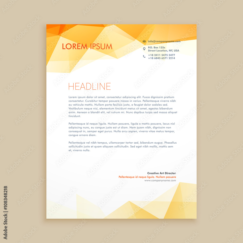 yellow low poly business letterhead