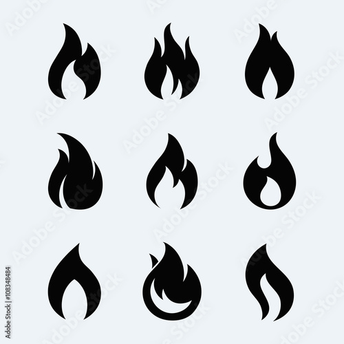 Valokuvatapetti Fire icon vector set