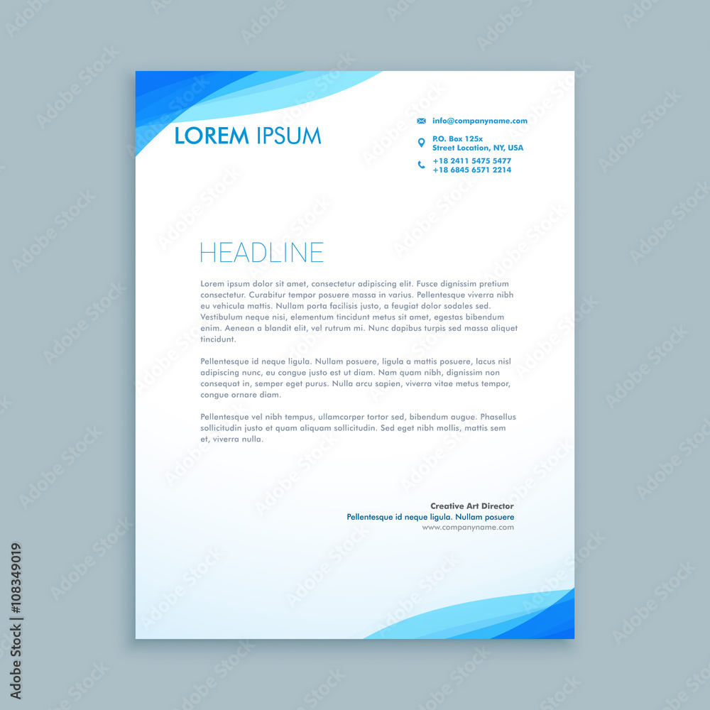 corporate blue wave letterhead design corporate blue wave letterhead design