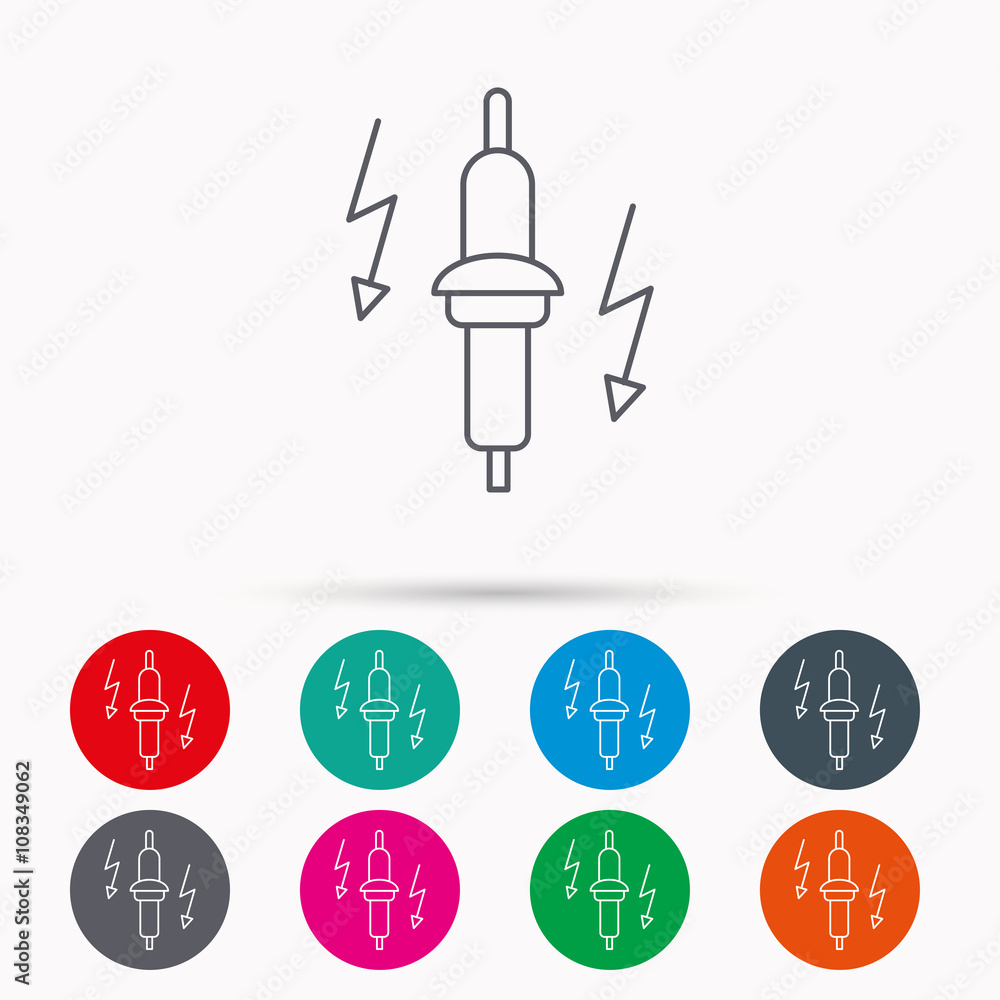 Spark plug icon. Car electric part sign. Spark plug icon. Car electric part sign.
