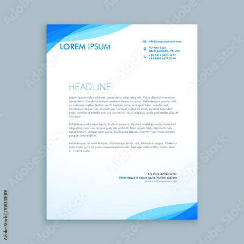 corporate blue wave letterhead design