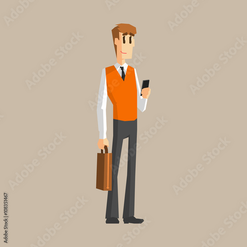 Office Worker With Cell Phone