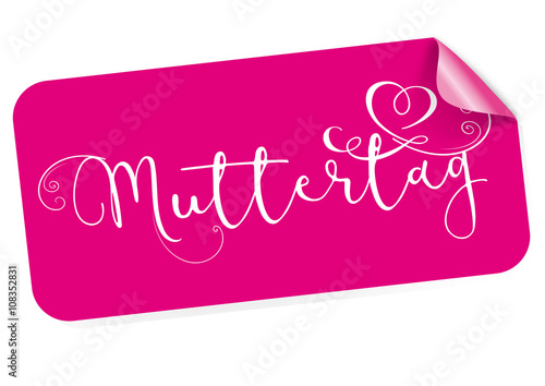 Aufkleber Muttertag mit Ecke und dekorativer Handschrift
