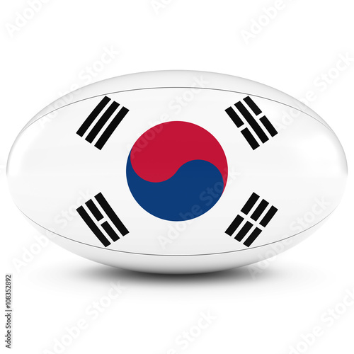 Free Download South Korea Rugby - South Korean Flag on Rugby Ball on White - GFXLoad