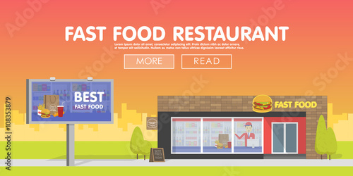 Storefront restaurant selling fast food. 